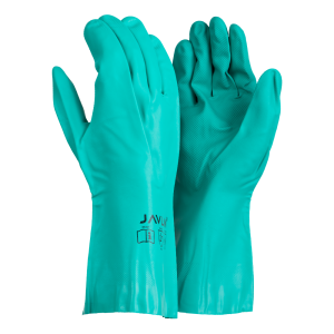 15mm Green Nitrile Flock Lined Gloves