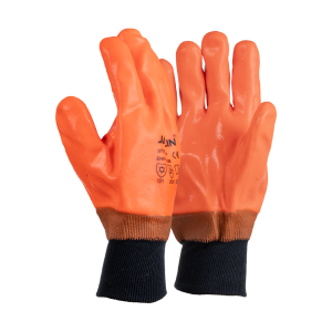 Orange PVC Freezer Knit Wrist Gloves