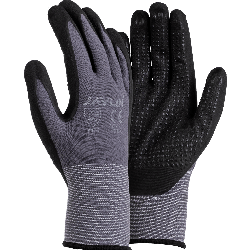 Dotted Back Nitrile Coated Palm & Grey Lycra Liner