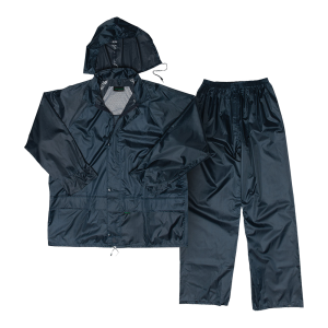 Polyester PVC Rain Suit - Navy, M
