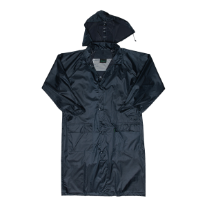 Polyester PVC Calf Length Rain Coat - Navy, XS