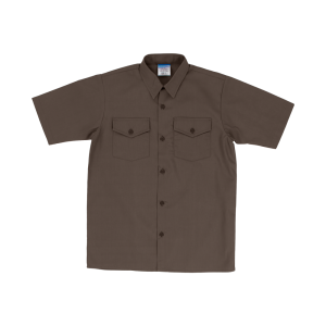 Boys Short Sleeve Shirt, Two chest Pockets with Flaps and button closure - Taupe, 13