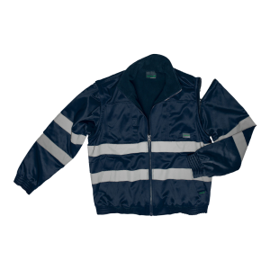 HI-VIS Fleece Lined Bomber Jacket - Navy, L