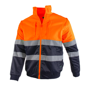 Two Tone Field Jacket - Navy & Orange, M
